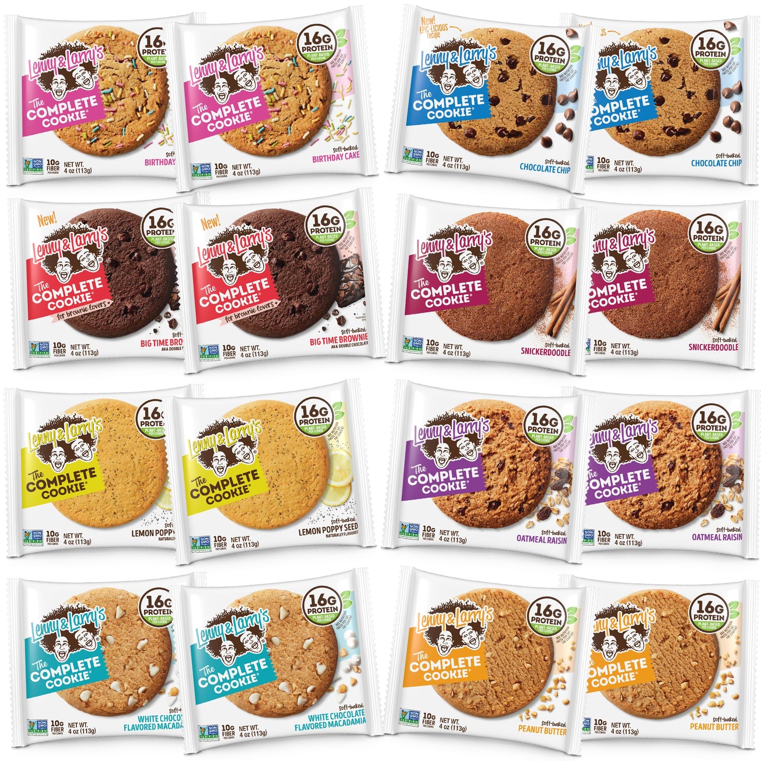 Lenny & Larry's Complete Protein Cookie 8-flavor pack offers a protein-rich, on-the-go snack.