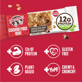 Lenny & Larry's Cookie-fied Bar ingredients showcasing plant-based protein and fiber components.