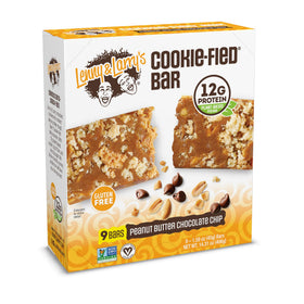 Lenny & Larry's Cookie-Fied Bar packaging with peanut butter chocolate chip, a vegan snack option.