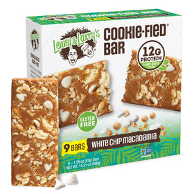 Lenny & Larry's Cookie-fied Bar White Chip Macadamia packaging for on-the-go snacking