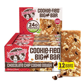 Lenny & Larry's Cookie-fied BIG BAR chocolate chip cookie dough texture for protein-packed snacking.