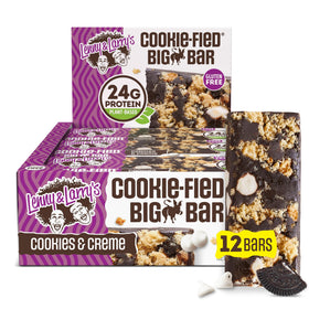 Lenny & Larry's Cookie-fied Big Bar Cookies & Creme pack highlighting vegan protein