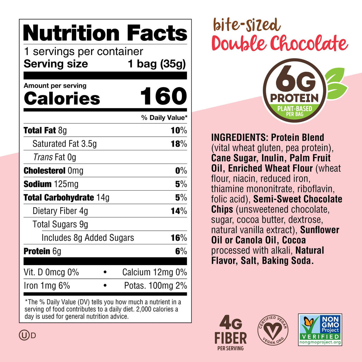 Lenny & Larry's Double Chocolate cookie texture close-up signaling a plant-based snack.