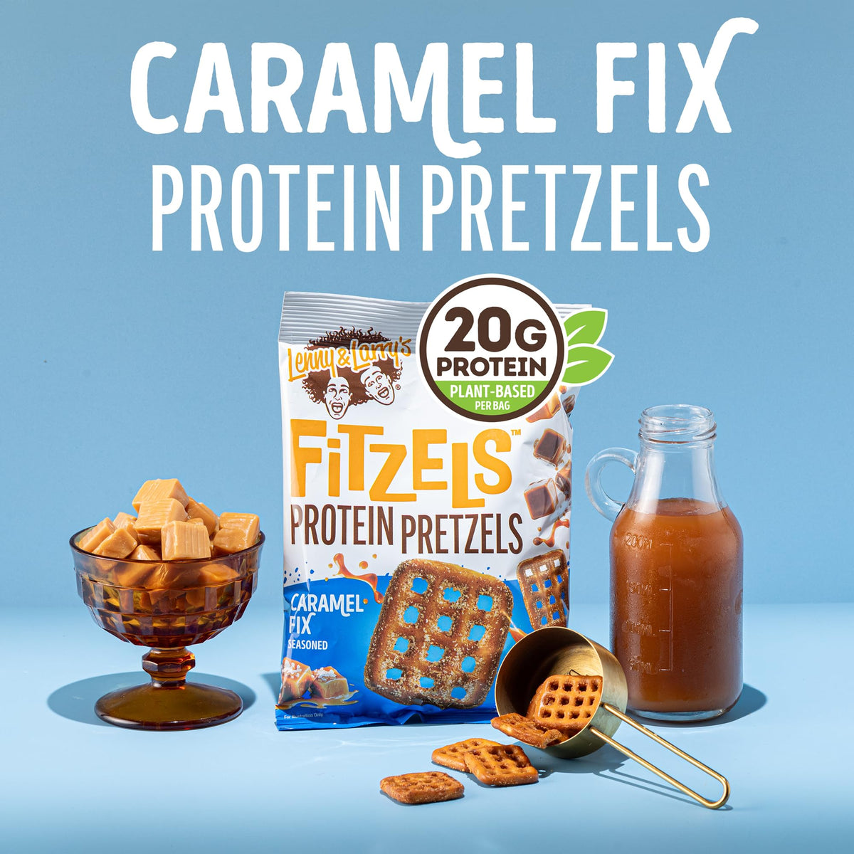 Nutrition panel of Lenny & Larry's FITZELS Caramel Fix bag.