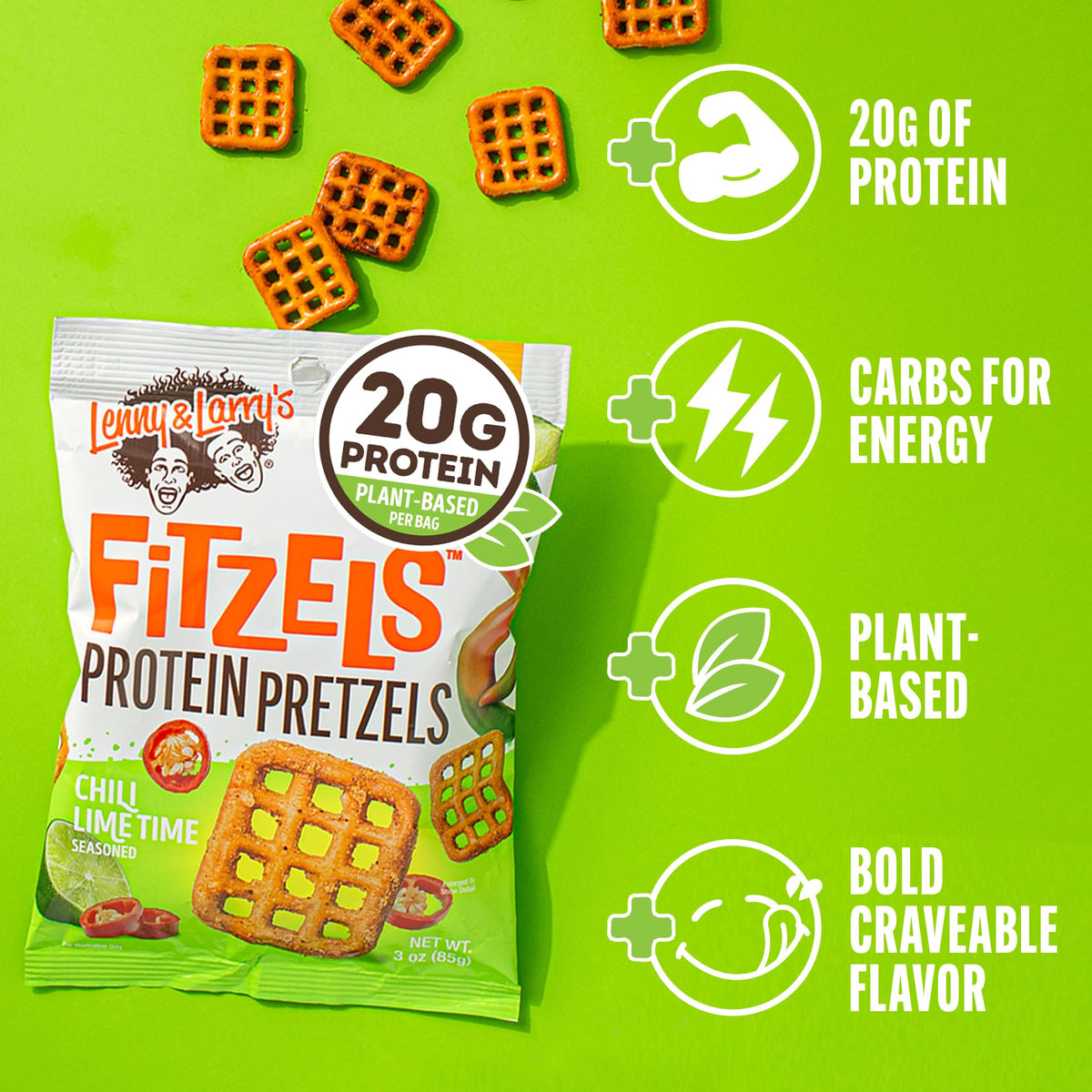 Close-up of FITZELS bite-sized pretzel pieces in a snack setting.
