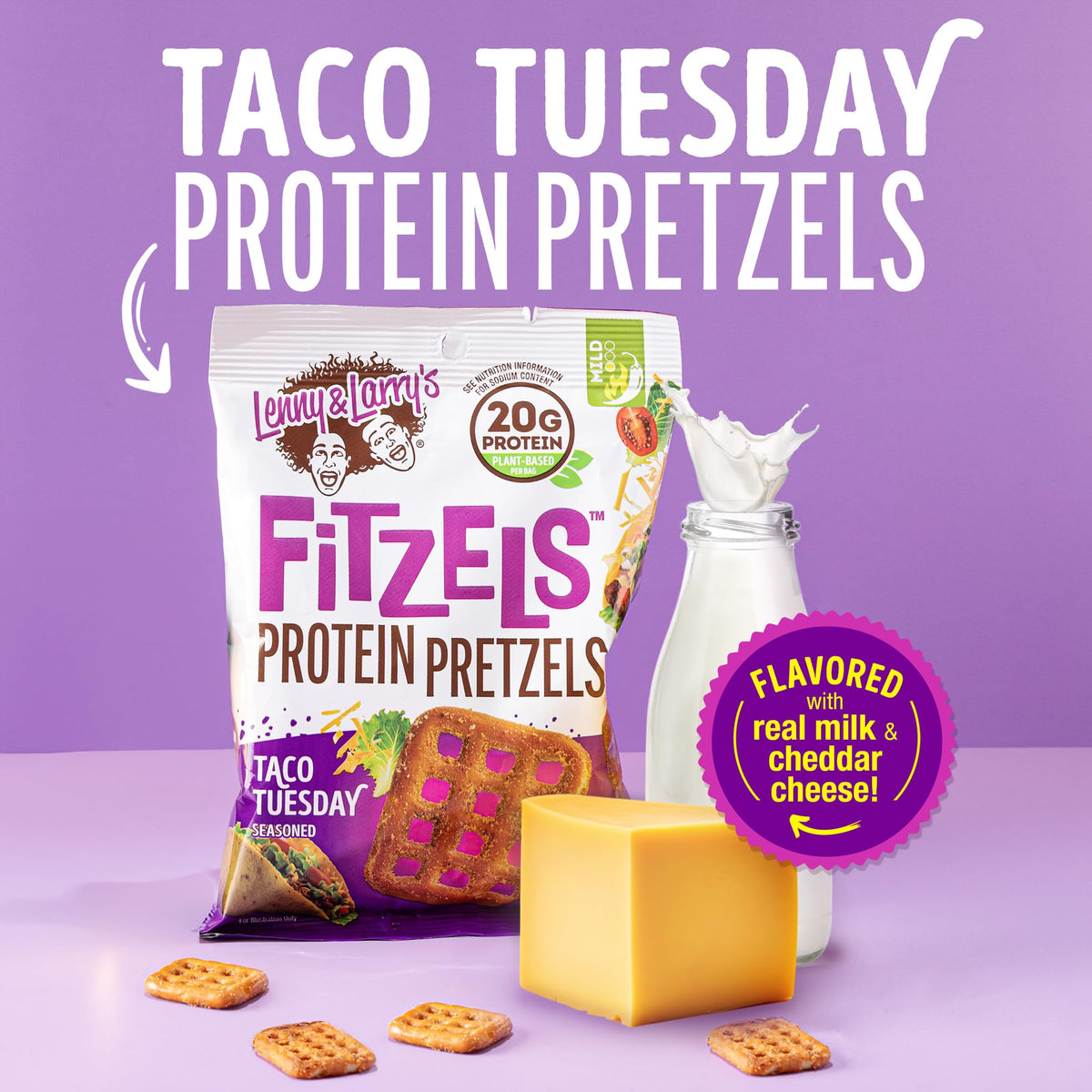 Lenny & Larry's Fitzels crunch shows plant-based protein bites ideal for workouts.