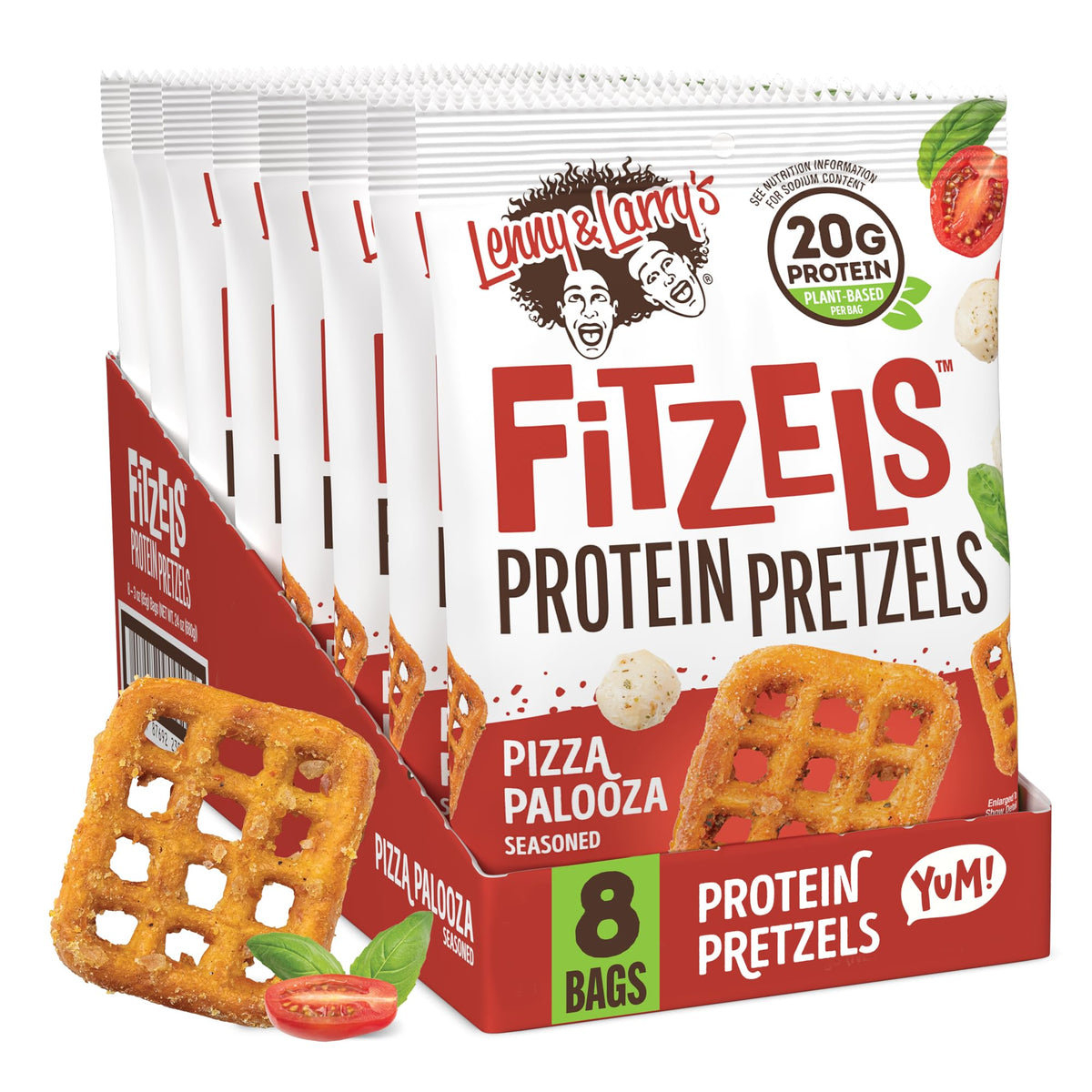 Lenny & Larry's FITZELS Pizza Palooza bag front view, protein-packed snack