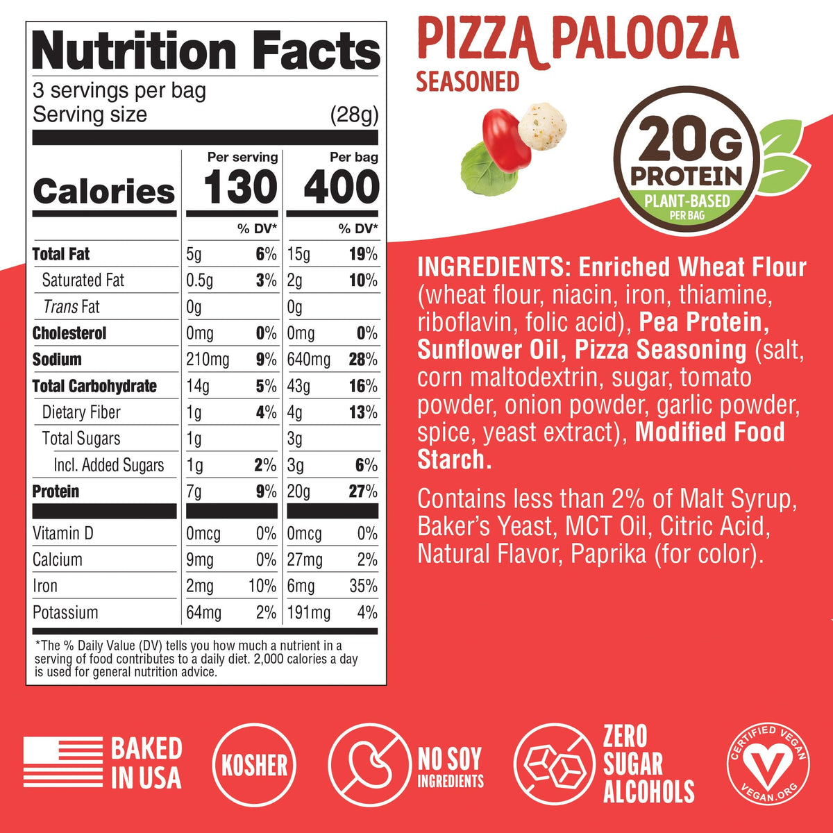 Lenny & Larry's FITZELS Pizza Palooza flavor close-up with tomato basil notes