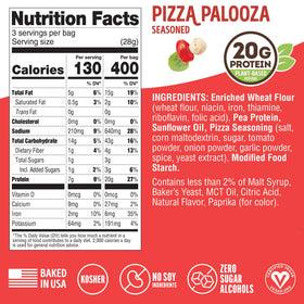Lenny & Larry's FITZELS Pizza Palooza flavor close-up with tomato basil notes