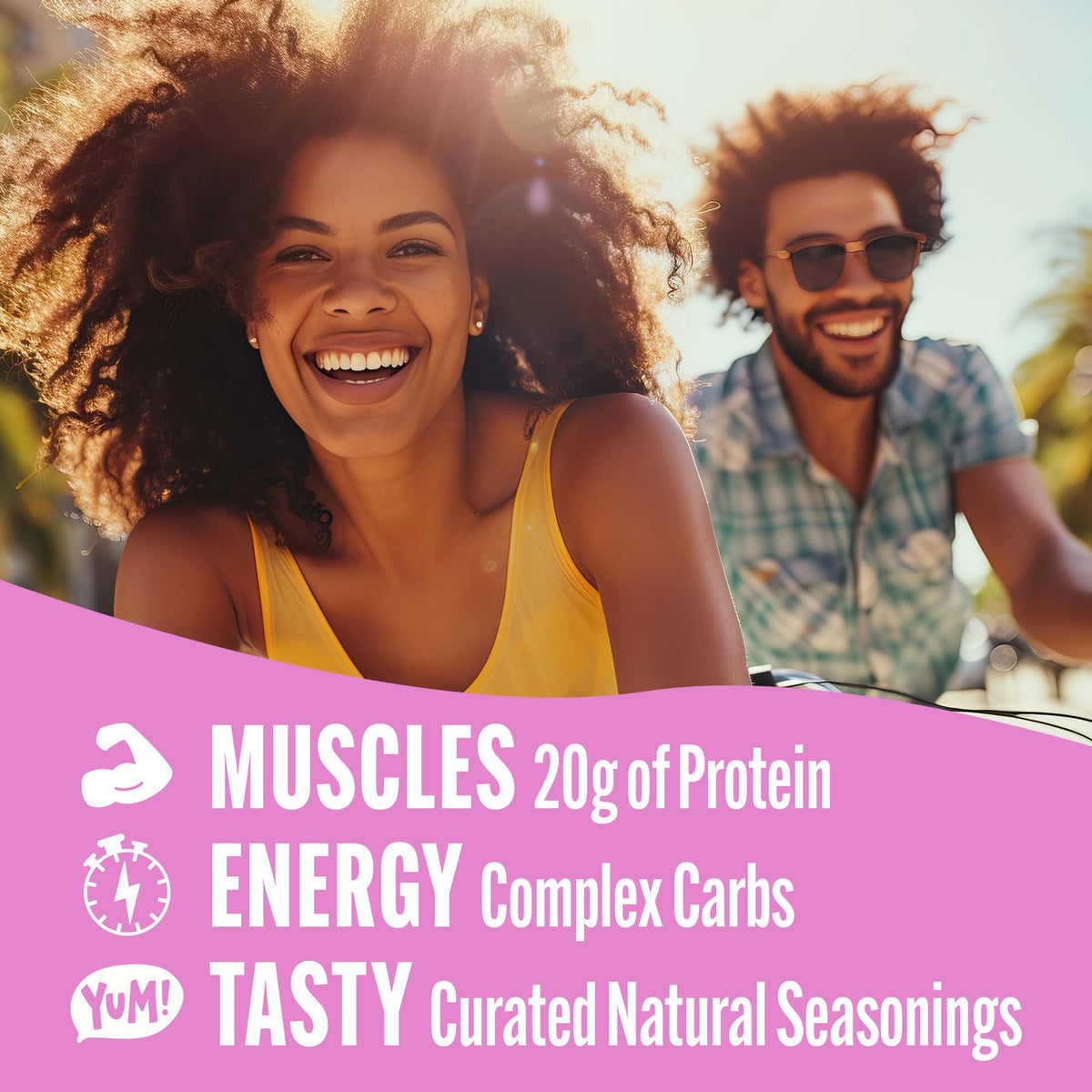 Lenny & Larry's Fitzels plant-based protein, 20g per bag, for active days.
