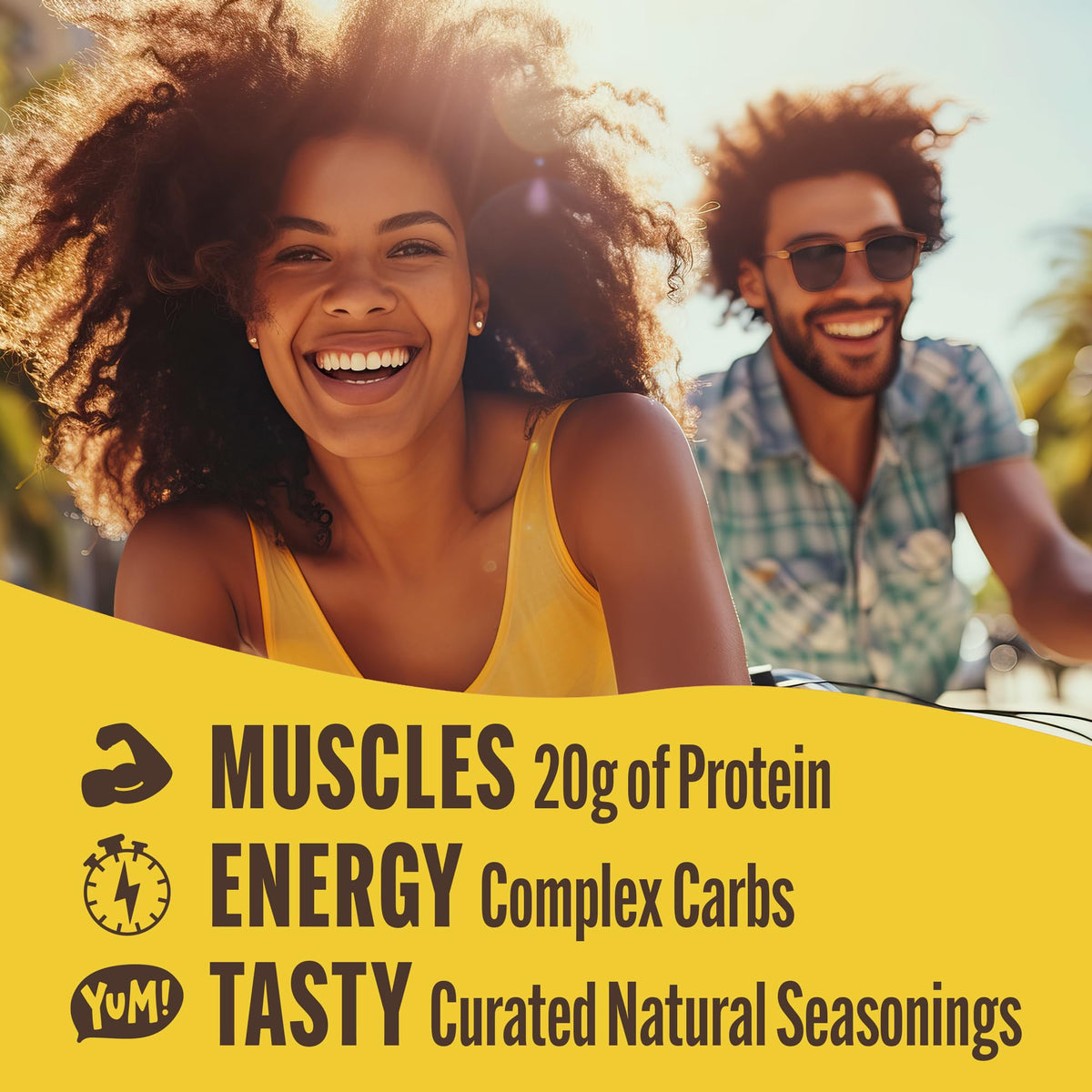 FITZELS 20g plant-based protein per bag on display