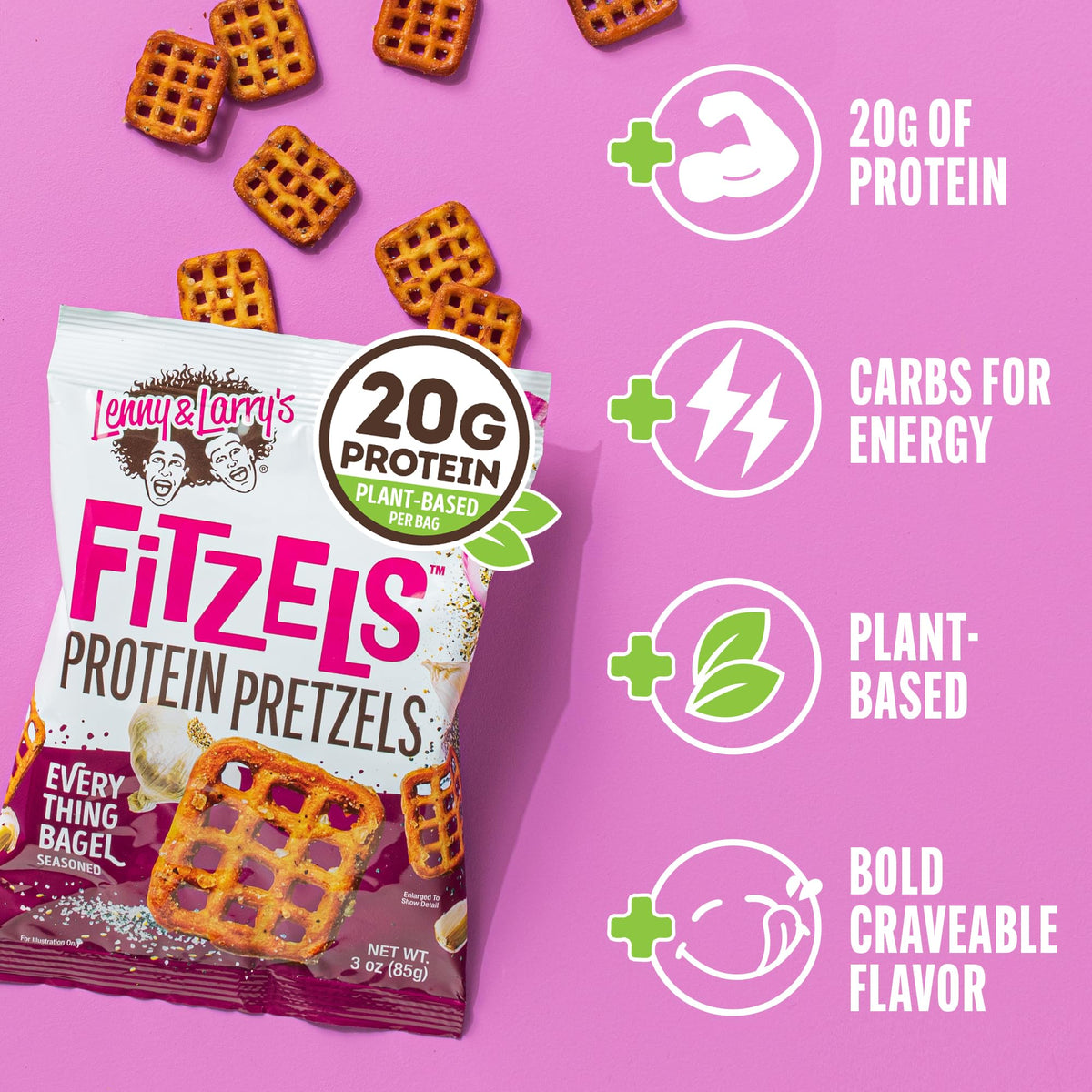 Lenny & Larry's Fitzels vegan ingredients deliver savory crunch without animal products.