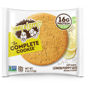 Lemon Poppy Seed cookie on table with coffee beside a laptop