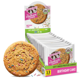Lenny and Larry's Birthday Cake protein cookie box, a convenient plant-based snack.