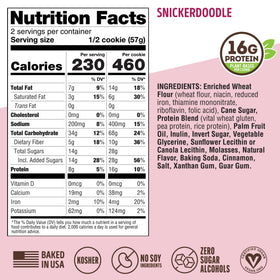 Lenny & Larry's Snickerdoodle vegan and non-GMO badge