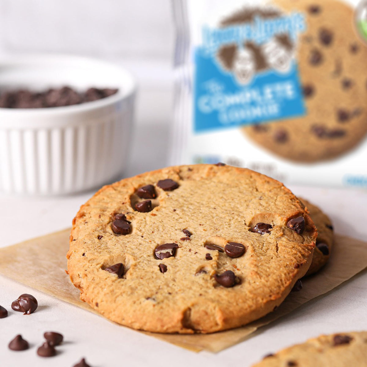 Close-up of soft-baked texture showing chewy cookie.