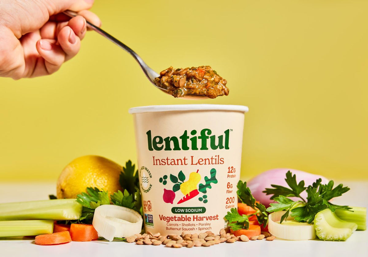 Lentiful Three-Bean Chili cup offers protein-rich fueling for busy days.