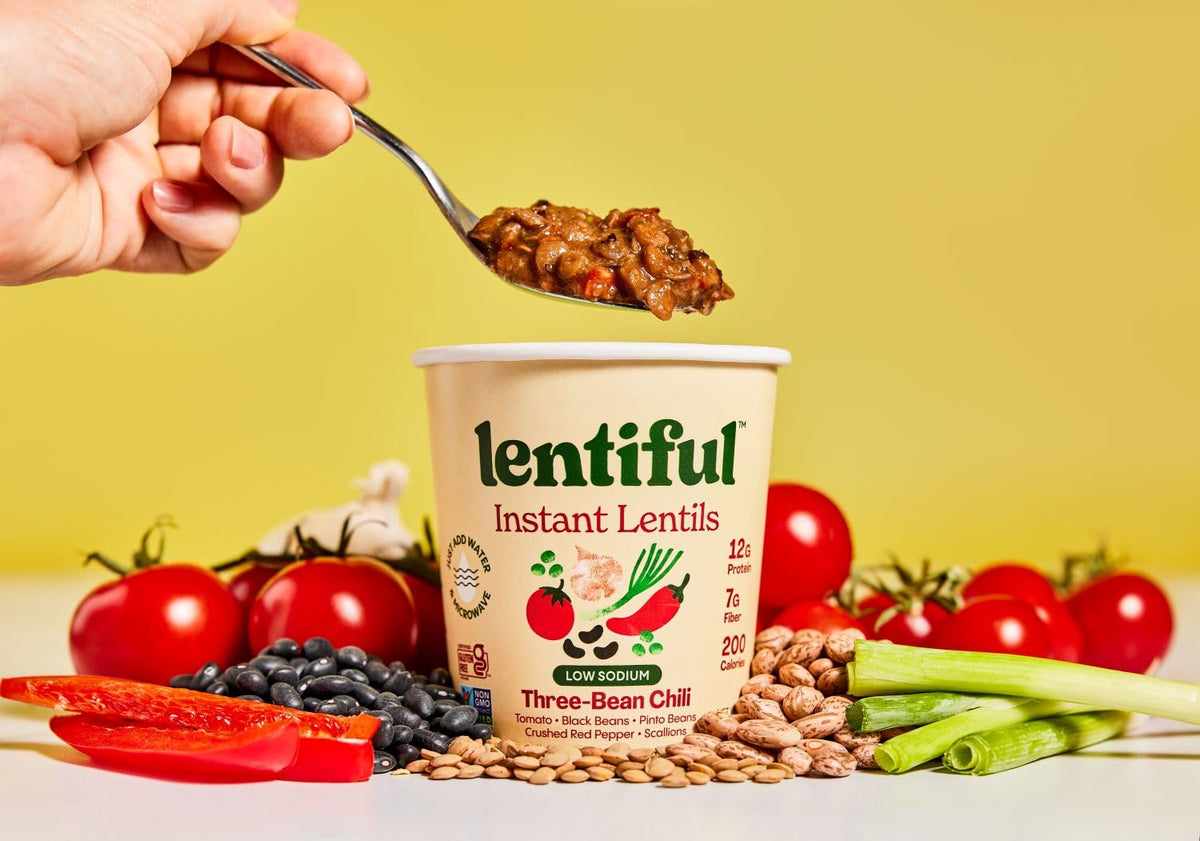 Lentiful Vegetable Harvest cup blends veggies and spices for a wholesome meal.
