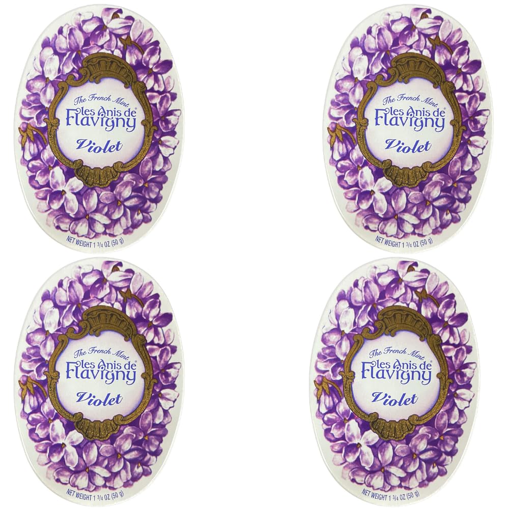 Les Anis de Flavigny violet candy in a vintage tin for gifting and display.