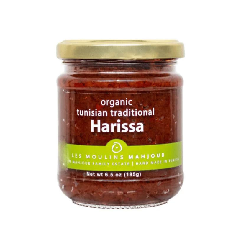 Les Moulins Mahjoub Harissa Spread jar for smoky heat in sauces and sandwiches.