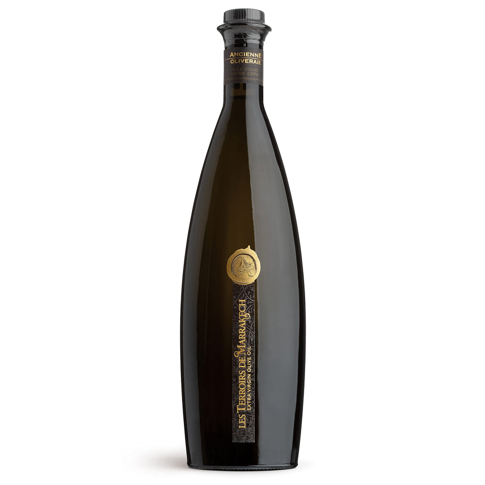 Les Terroirs De Marrakech bottle front, premium organic EVOO for gourmet cooking