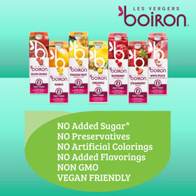 Les Vergers Boiron Passion Fruit Puree Drink Mix bar setup with ingredients.