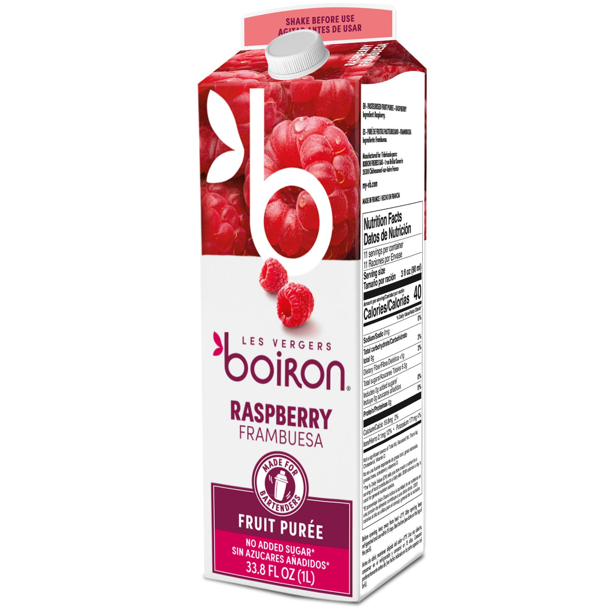 Les Vergers Boiron Raspberry Puree Fruits Harvest: hand-picked raspberries deliver authentic flavor.
