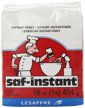 LeSaffre Saf-Instant Yeast bag front shows vacuum packaging for convenient baking