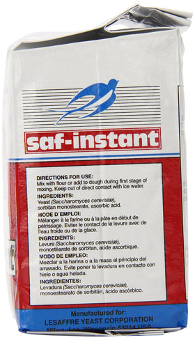 LeSaffre Saf-Instant Yeast opened bag reveals powder ready for quick activation