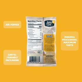 Lesserevil air-popped kernels close-up reveal light, fluffy texture ideal for portion-controlled snacking.