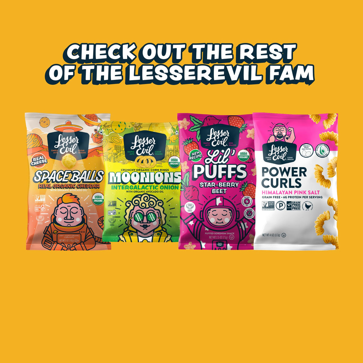 Organic ingredients and Himalayan pink salt showcase clean, flavorful crunch for lunchboxes and on the go.