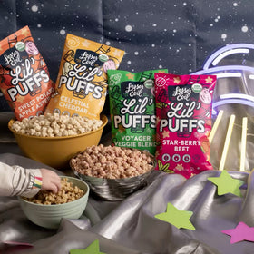 Lesserevil Sweet Potato Apple Lil’ Puffs 5-pack packaging display, convenient multi-pack.