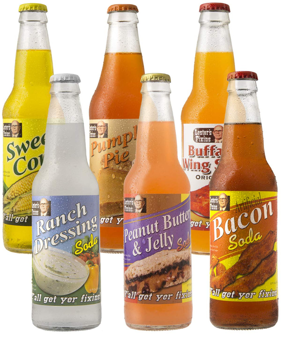 Lester's Fixins six-pack sampler with bold labels for adventurous flavor seekers and gifts.