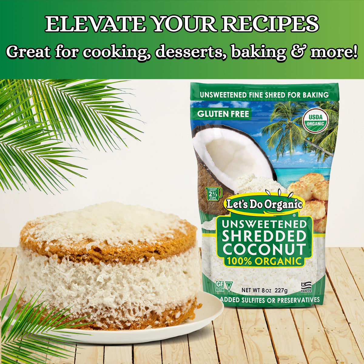 Let's Do Organic coconut shreds for baking with zero added sugar