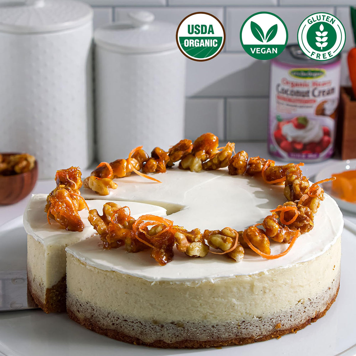 Let’s Do Organic Heavy Coconut Cream atop a dessert for luscious dairy-free topping.