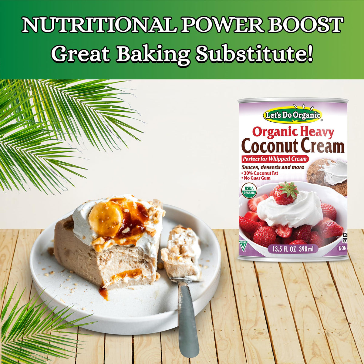 Let’s Do Organic Heavy Coconut Cream being poured over coffee for a dairy-free creaminess.