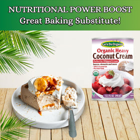 Let’s Do Organic Heavy Coconut Cream being poured over coffee for a dairy-free creaminess.
