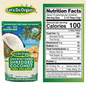 Let's Do Organic measuring cup coconut shreds showing 3-cup portions