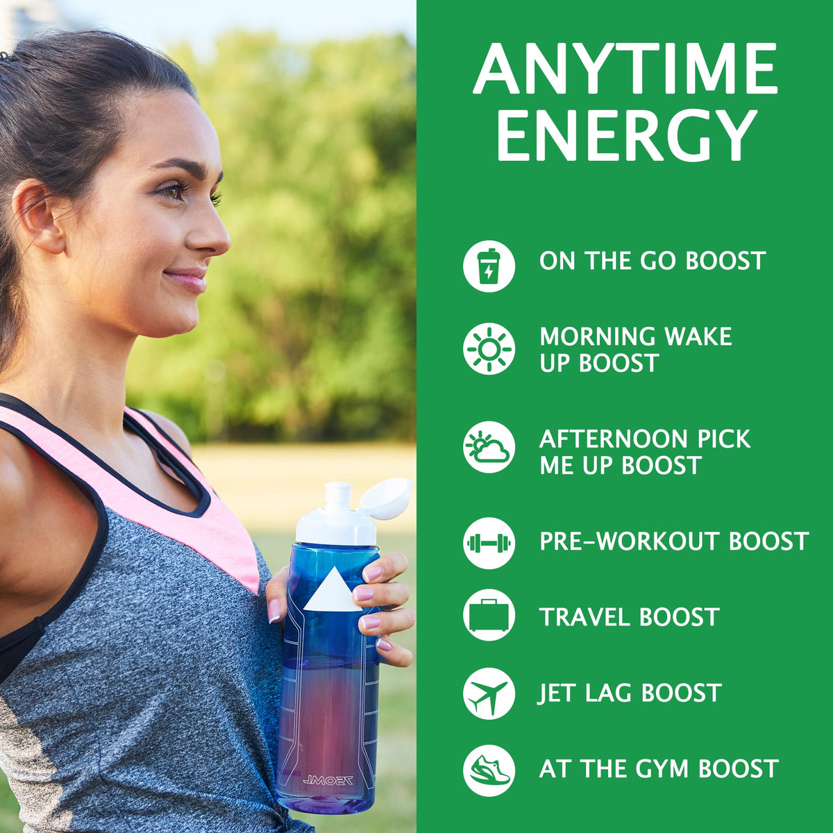 Let'z Go Clean Energy Drink Mix prepared drink in a glass highlights hydration and flavor.