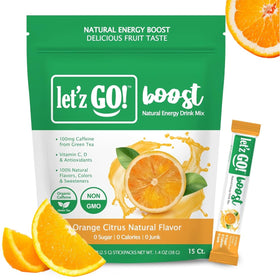 Let'z Go Clean Energy Drink Packet Orange Citrus energizes you with natural caffeine
