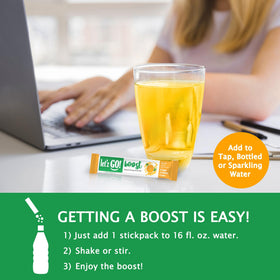 Let'z Go Clean Energy Drink Packet Packaging is compact for travel