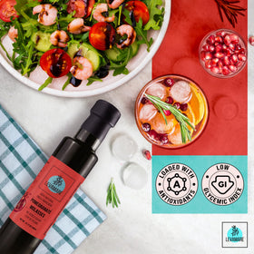 Levamare pomegranate molasses kitchen setup, suggesting versatile use in grills and salads.