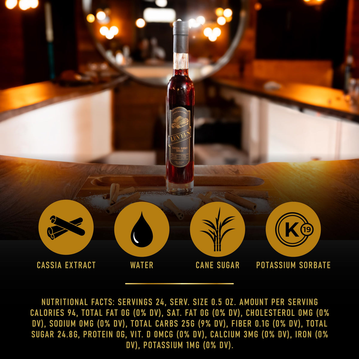 Glass of Levels of Grandeur old fashioned cocktail showcases ready-to-enjoy flavor.