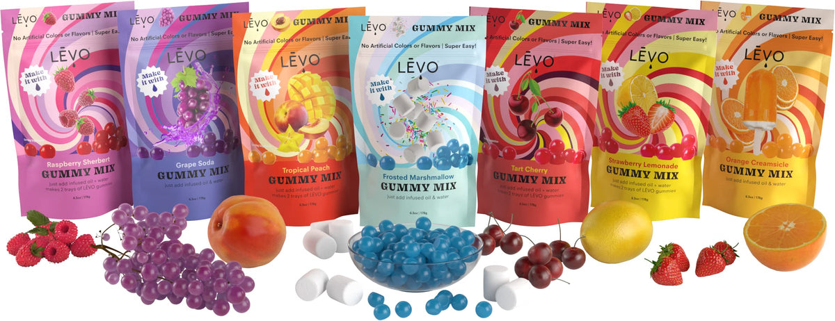 LEVO Gummy Mix 64 gummies plated for sharing