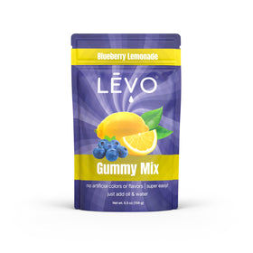 LEVO Gummy Mix Blueberry Lemonade packaging showing flavor and yield