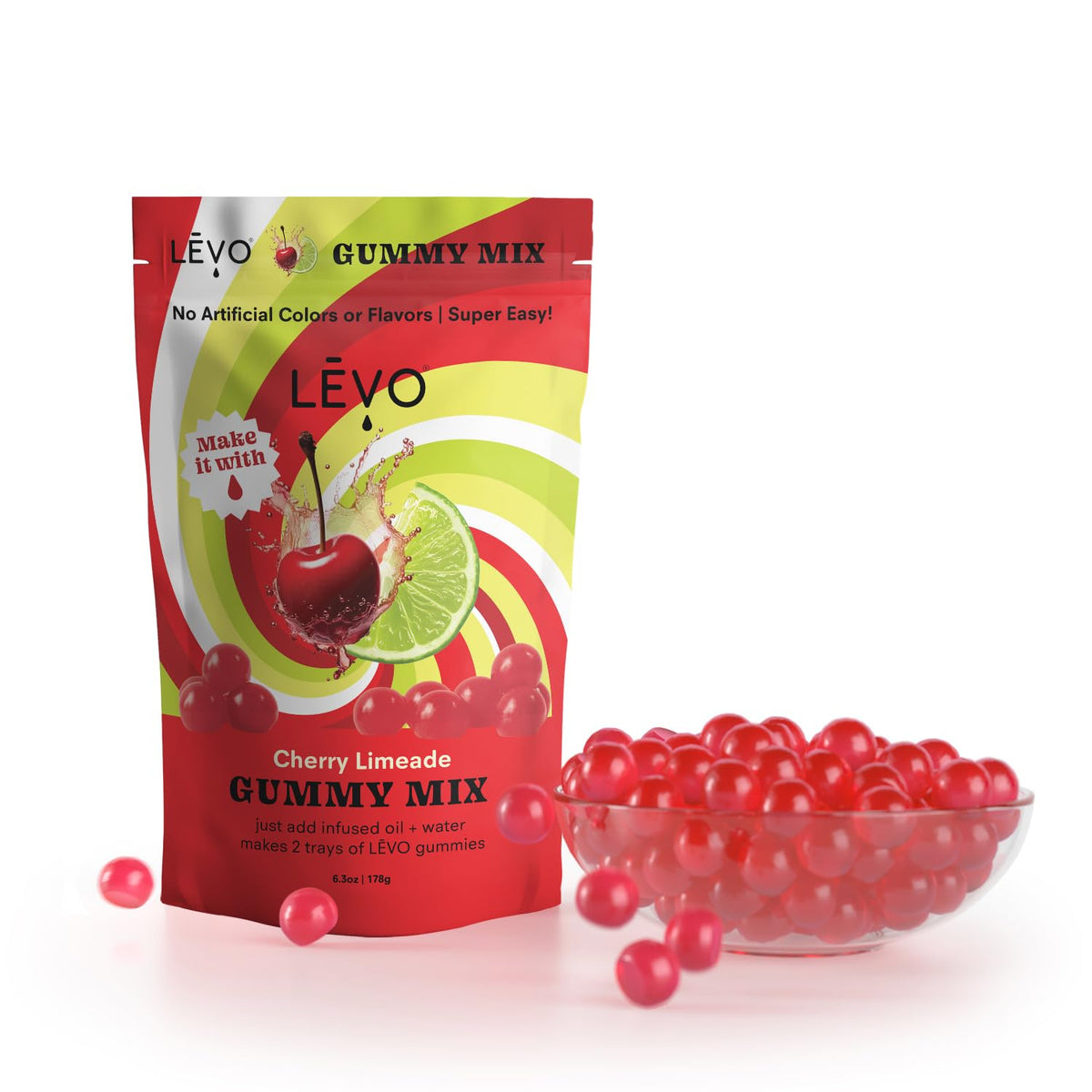 LEVO Gummy Mix Cherry Limeade bag ready for personalized gummies at home.
