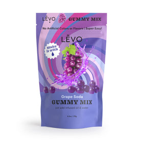 LEVO Gummy Mix Grape Soda packaging highlights natural flavors for easy DIY gummies.