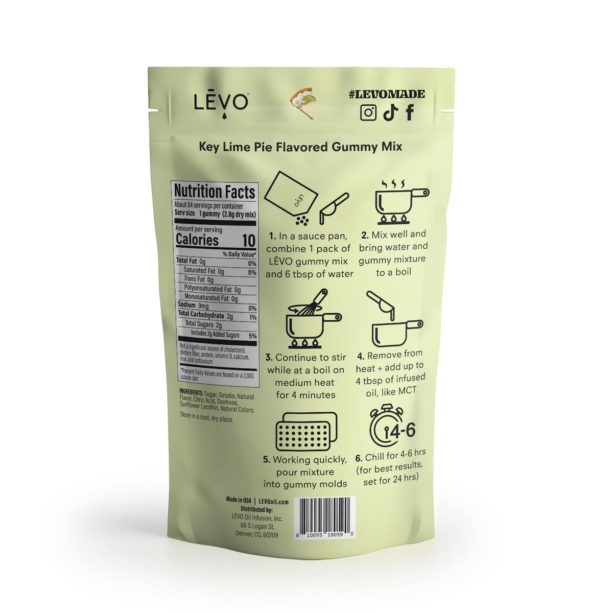 Finished LEVO Key Lime Pie gummies ready to enjoy at home.