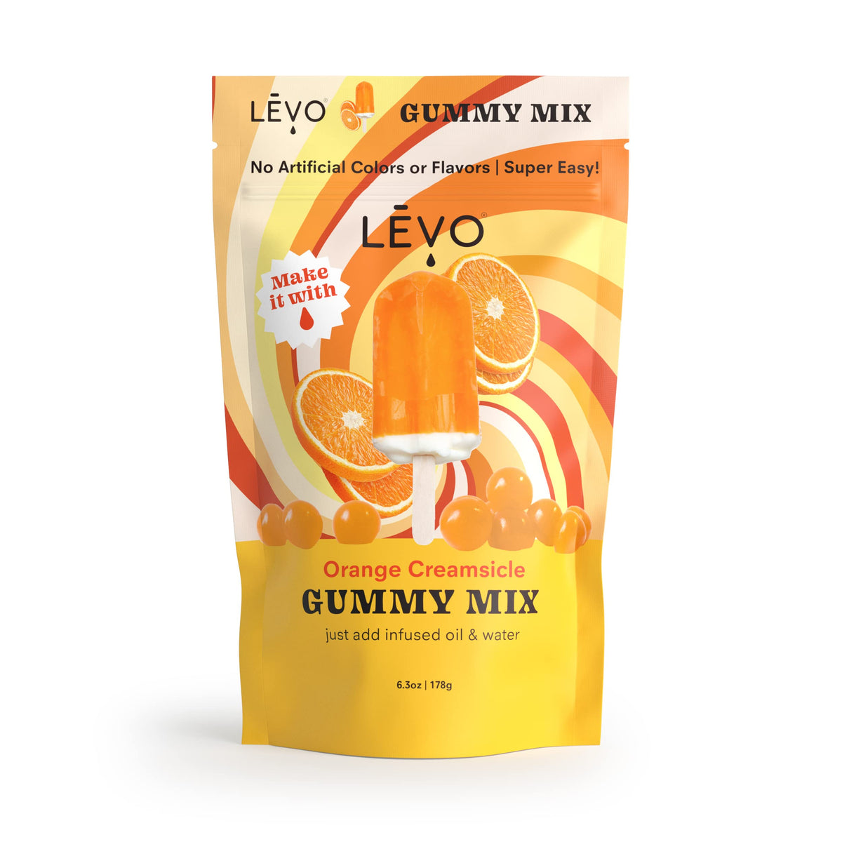 LEVO Gummy Mix Orange Creamsicle DIY prep showing water and infusion-ready process
