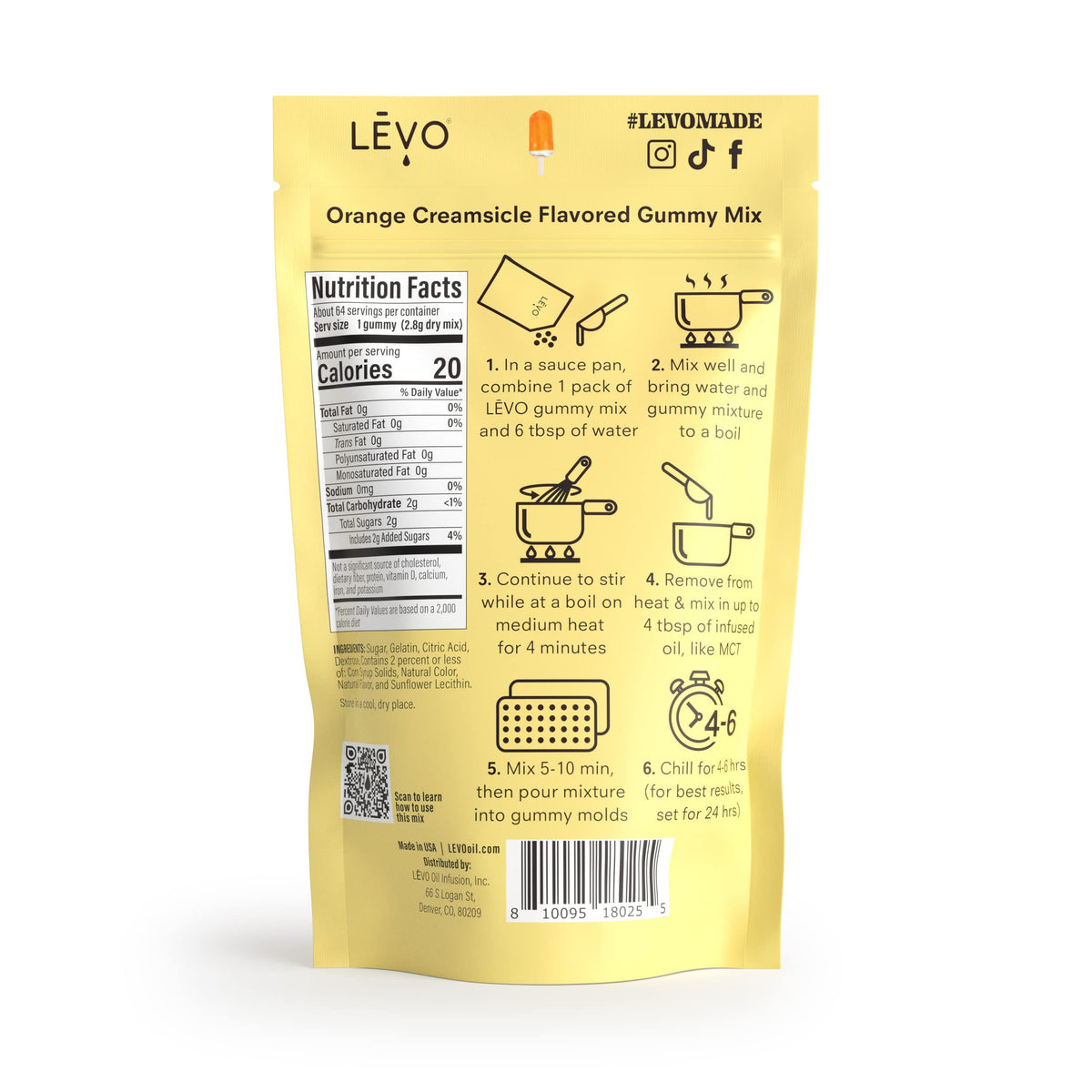 LEVO Gummy Mix Orange Creamsicle molded gummies ready in a tray for chilling